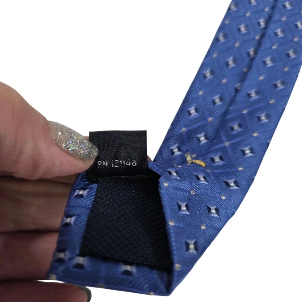 Nautica Mens Necktie Blue Gray Argyle Diamond Silk‎ Woven Classic Designer